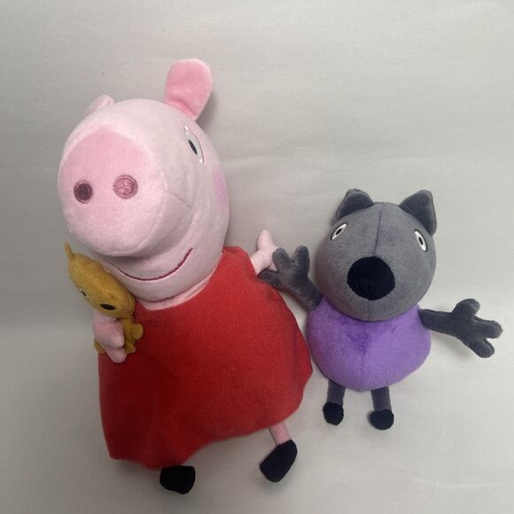 Ty Beanie Babies Peppa Pig Pink Holding Teddy Bear With Danny Dog Plush Lot of 2 - Picture 2 of 5